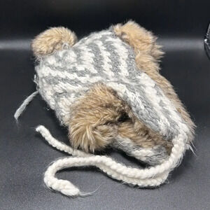 American Eagle Trapper Hat Unisex One Size Brown Gret Wool Blend Tie